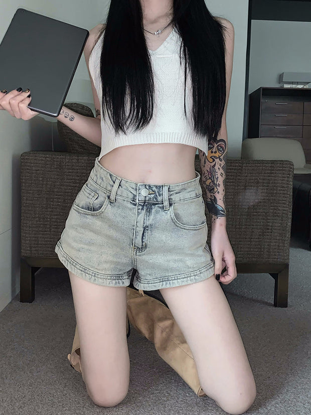 Zipper Back Pocket Shorts