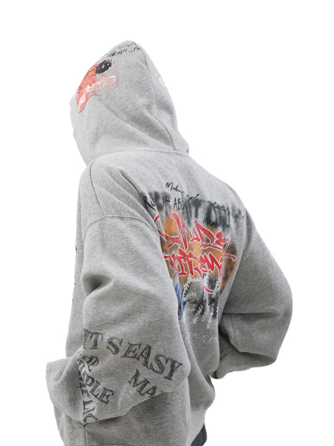 Graffiti Print Zipper Hoodie