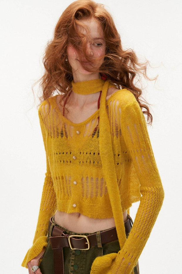 Sexy Cropped Knit Top With Plaid Corset Set-Up - My Store