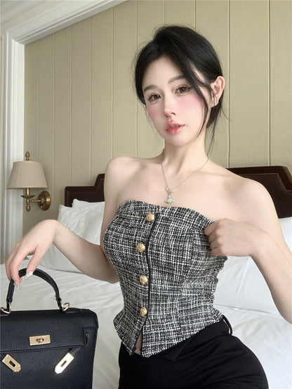 Gold Button Tube Top