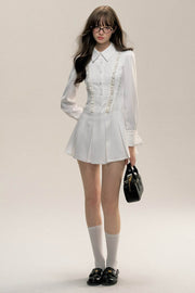 College Pleated Shirt Dress - My Store