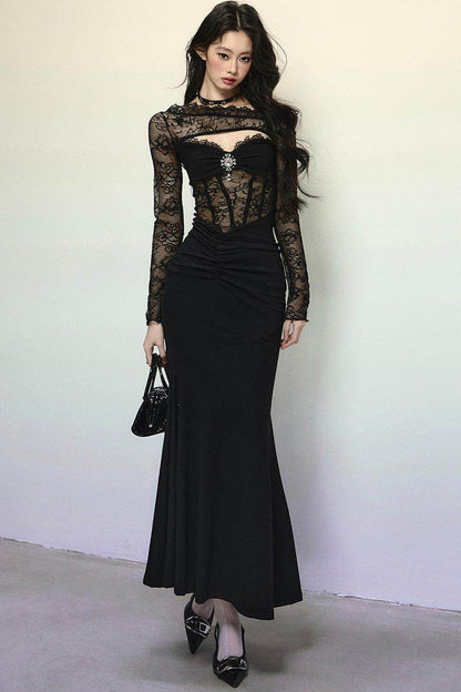 High-Quality Lace Evening Dress - My Store