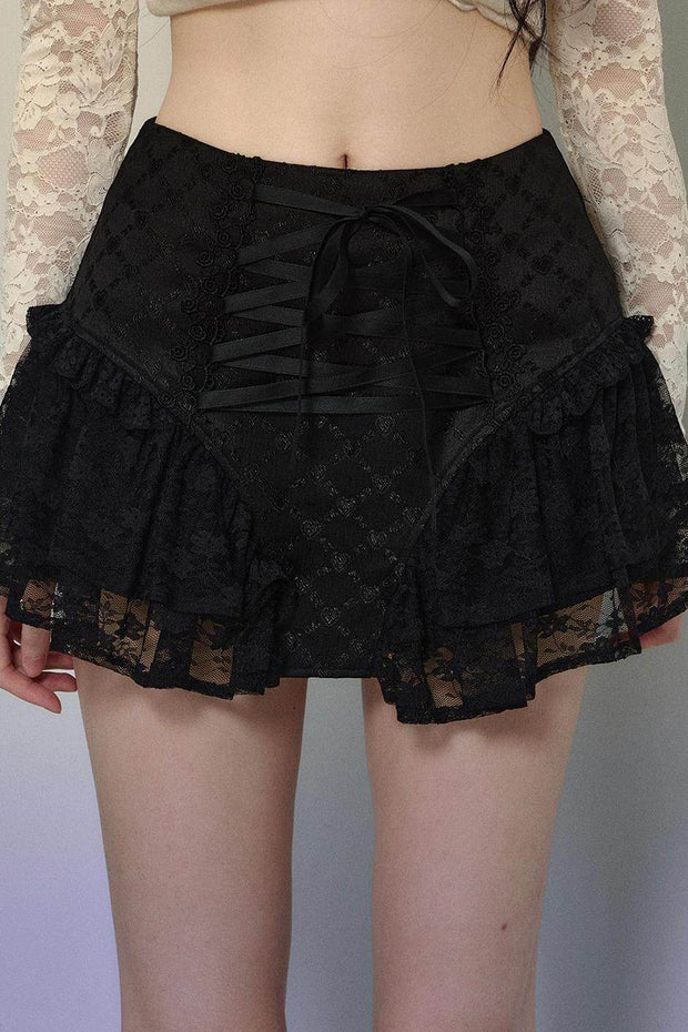 Ballet Aesthetics Irregular Lace Skirt - My Store