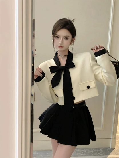 White Jacket Scarf & Skirt Set