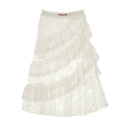 White Lace Layered Midi Skirt - My Store