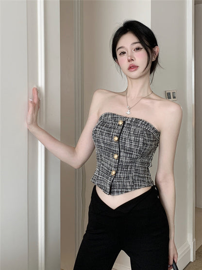 Gold Button Tube Top