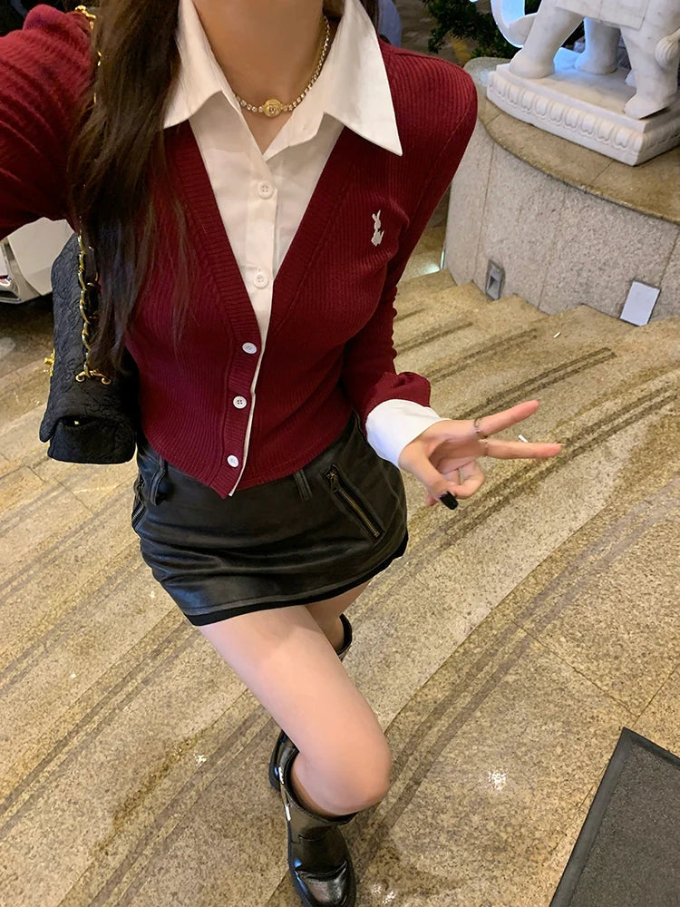 White Collar Cardigan Top