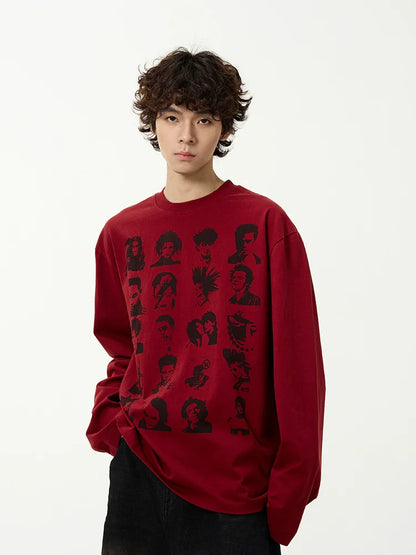 キャラクタープリントデザインロングスリーブTシャツ
