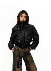 Perforated Eyelet Leather Jacket