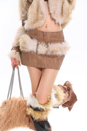 Fur Short Skirt/Fur Belt Buckle