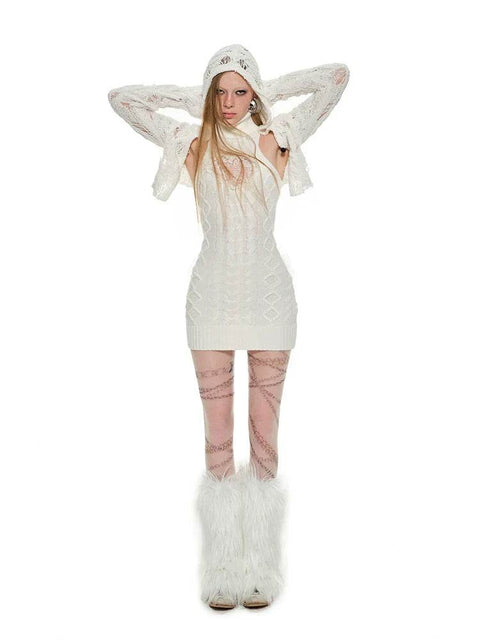 Cable Knit High-Neck Dress - My Store