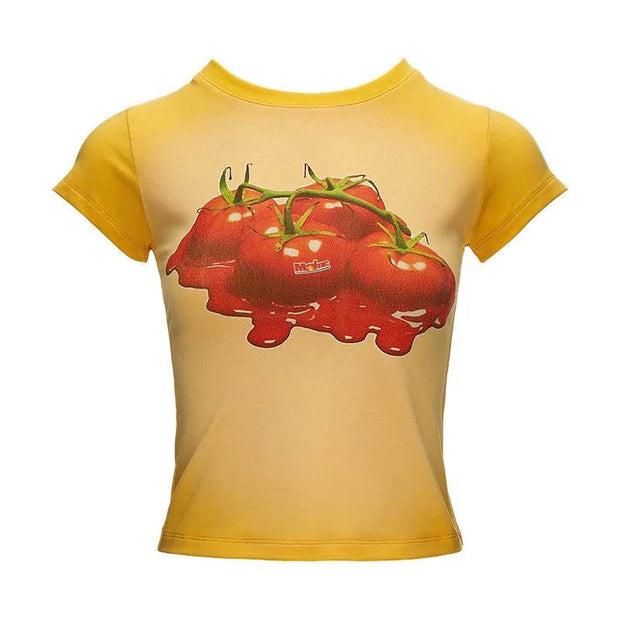 Crew Neck Tomato Slim T-Shirt - My Store