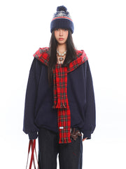 Retro Two Piece Plaid Hoodie