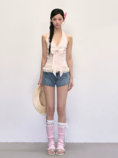 Lace Bow Pink Top