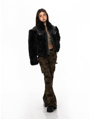 Studded Faux Leather Fur Jacket