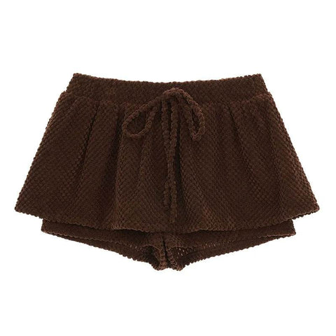 Brown Strappy Grain Fleece Skirt - My Store