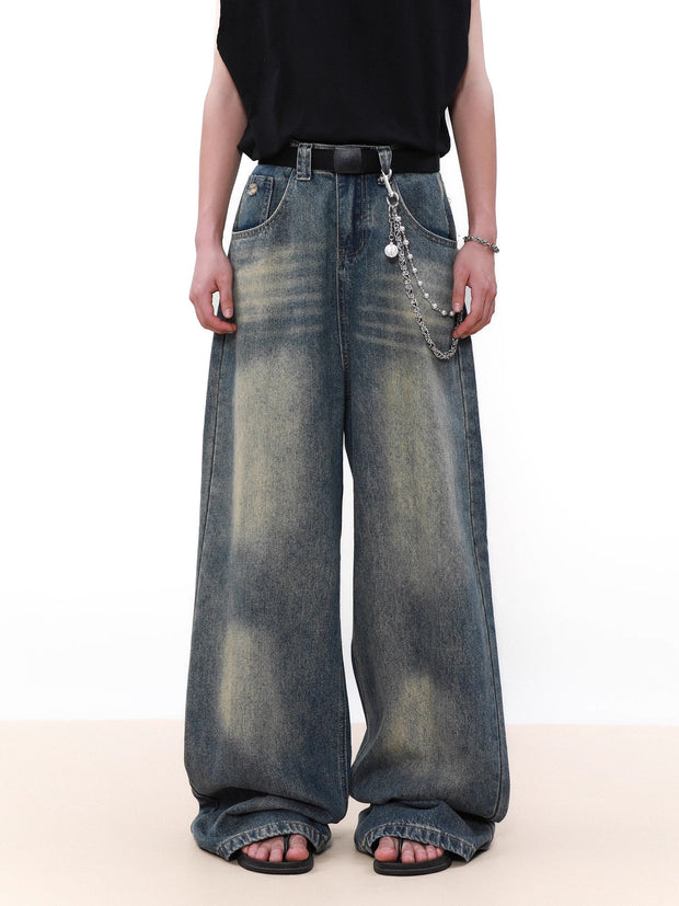 Washed Wide Leg Denim Jeans