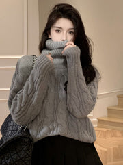 High Neck Cable Knit Top