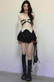 Ballet Aesthetics Irregular Lace Skirt - My Store