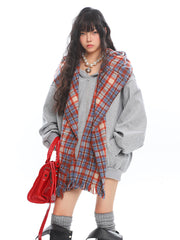 Retro Two Piece Plaid Hoodie