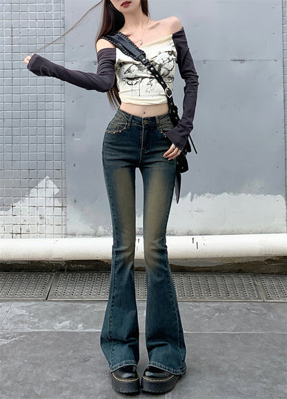 Fade Wash Flared Skinny Jeans