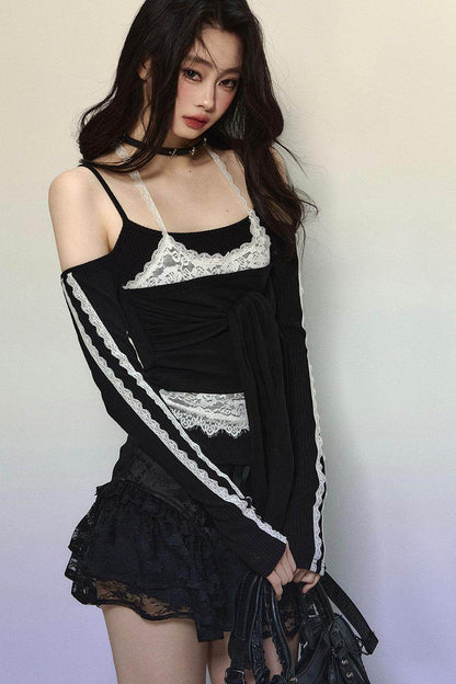 Off-Shoulder Halter Lace Top - My Store