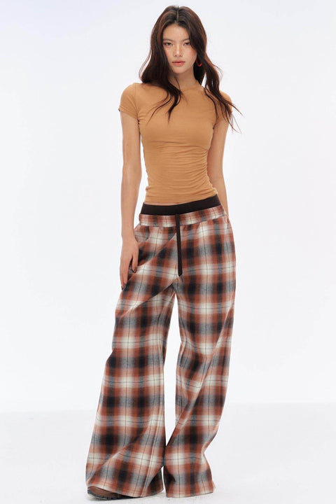 Plaid Wide Leg Pants - My Store