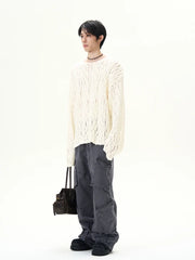 Hollow-Out Oversize Cable Knit Sweater