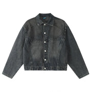 Clean Fit Patchwork Short Denim Jacket