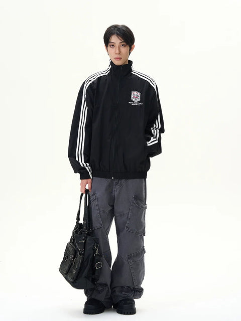 Three-Stripe Oversize Zipper Jacket