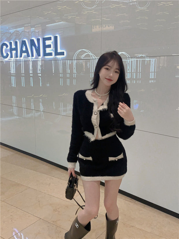 Soft Cashmere Knitted Top & Skirt Set
