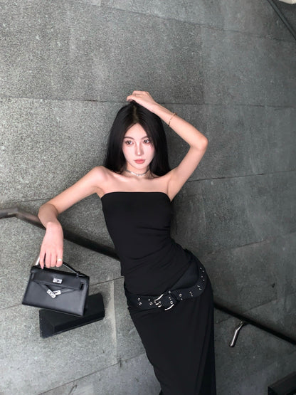 Belted Strapless Dress