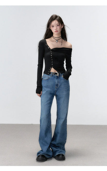 Andyet Asymmetrical Button Top