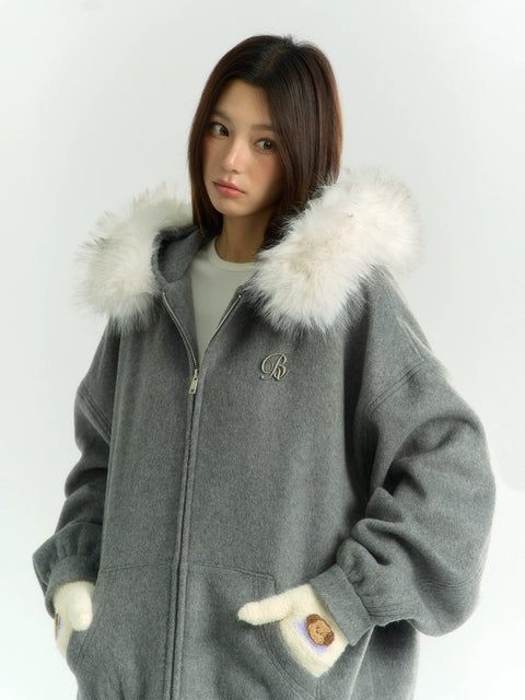 Fur Collar Wool Tweed Jacket