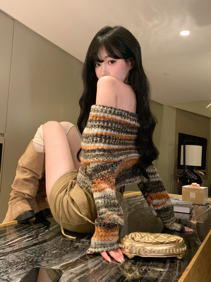 Striped Off Shoulder Sweater