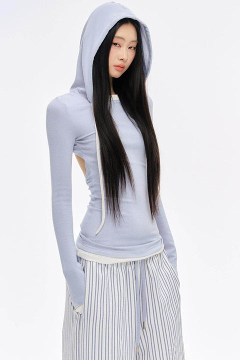 Backless Layered Hood Top - My Store