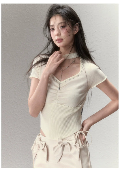 Choker Collar Rhinestone Top