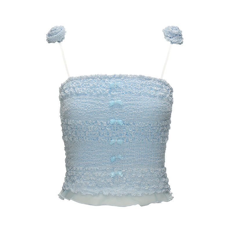 Summer Rose Accent Shoulder Top