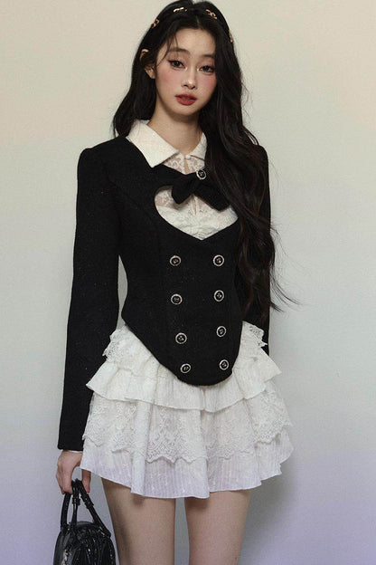White Lace Fitted Short Dress - My Store