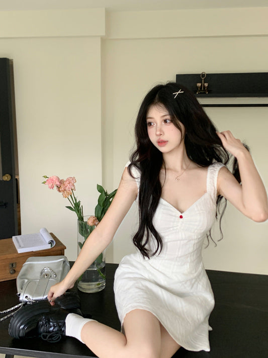 White Pink Rose Dress