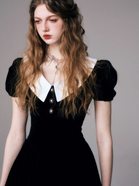 Velvet Doll Collar Dress