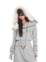 Fur Collar Sweatshirt Hoodie