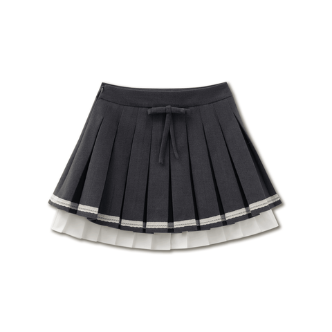 Gray Three-dimensional Girl Pleated Skirt - My Store