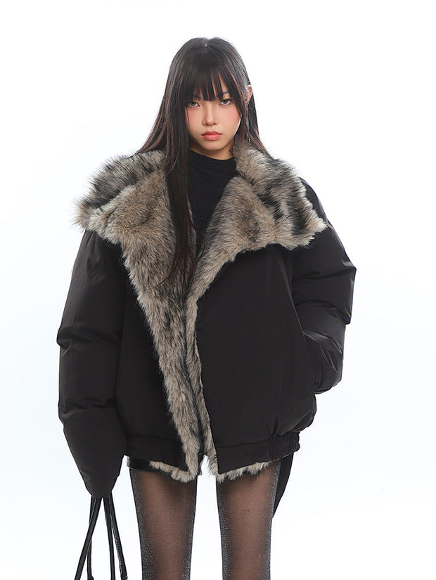 American Retro Large Fur Collar Coat