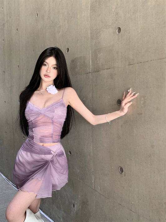 Lilac Top & Skirt Set