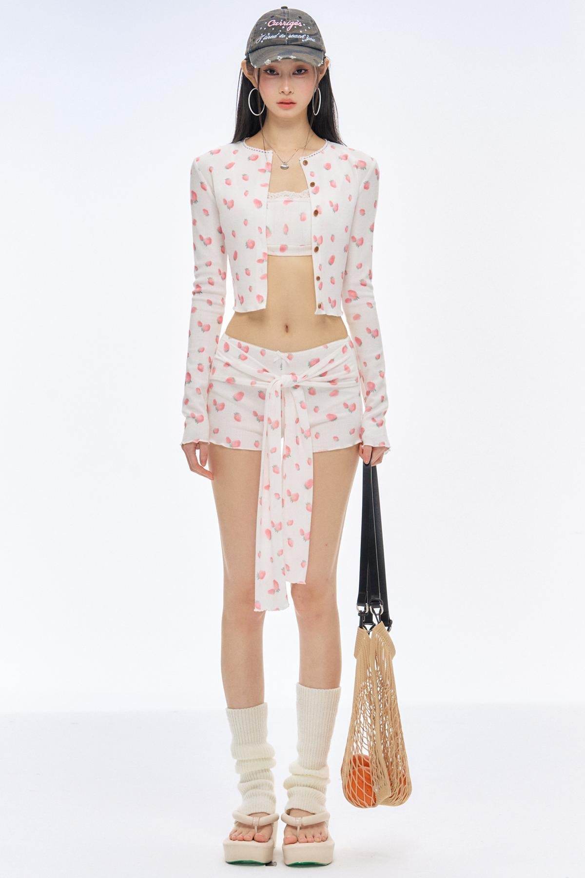 Floral Cardigan Lace Shorts Set-Up - My Store