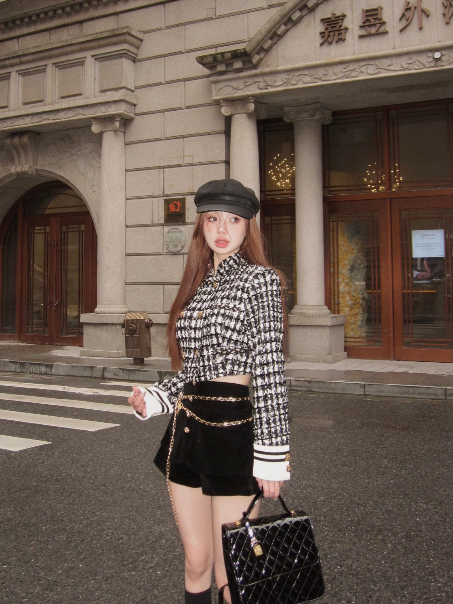 Matilda Jacket & Gold Button Chain Shorts Set