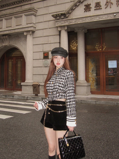 Matilda Jacket & Gold Button Chain Shorts Set