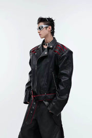 Deconstructed Spine Pleated Moto Jacket - My Store