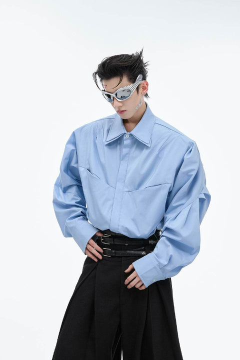 Layered Collar Deconstructed Shirt - My Store